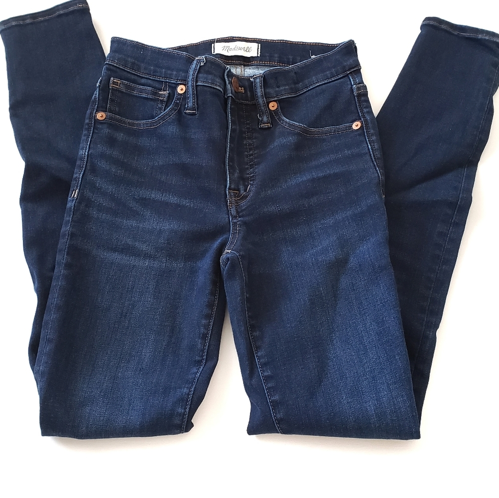 Madewell 9" High Rise Skinny Jeans Larkspur Wash Blue Stretch Size 24 F8990